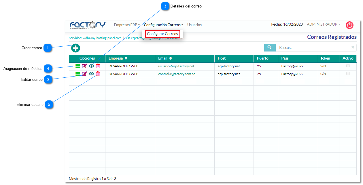 Configuración de Correos